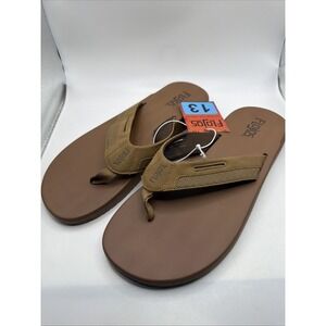 Flojos Mens Sandals Tan Flip Flop Shoes Memory Foam Water-Resistant Size 13